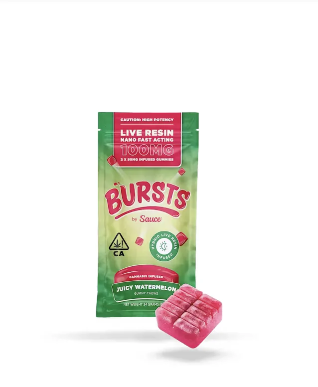 sauce essentials bursts juicy watermelon – 100mg live resin infused edibles (hybrid) sauce essentials bursts juicy watermelon – 100mg live resin infused edibles (hybrid)